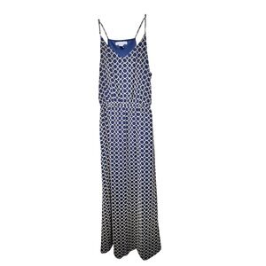 Banana Republic Women’s Navy Blue and Gold Halter Maxi Dress